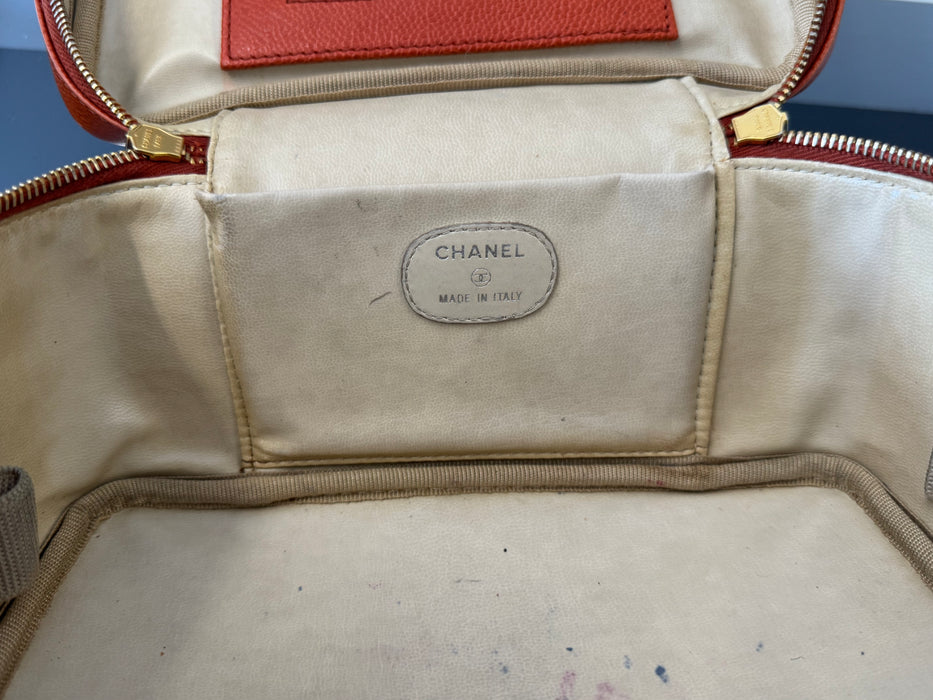Chanel caviar vanity bag- orange