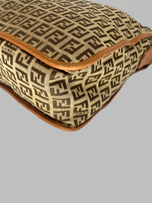 Fendi Zucchino Canvas Triple Stand Messenger Bag- Brown