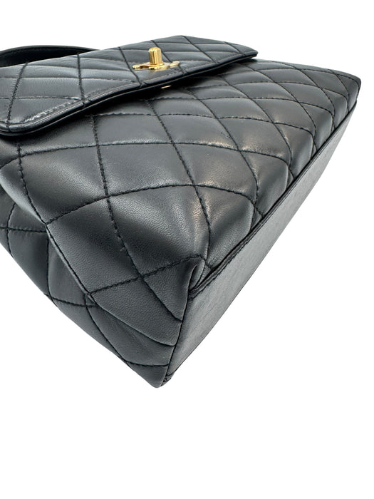 Chanel Vintage Kelly Black Lambskin Top Handle Bag | 24k Gold Plated Hardware