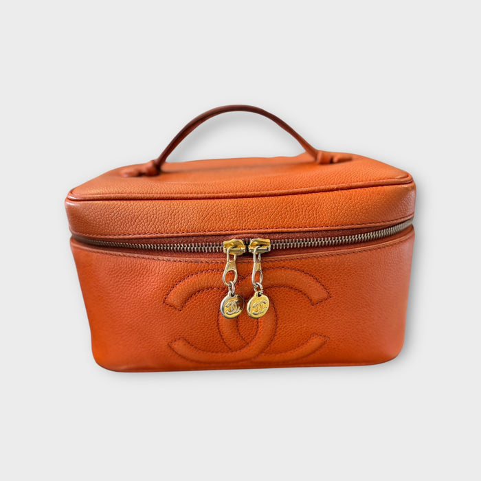 Chanel caviar vanity bag- orange