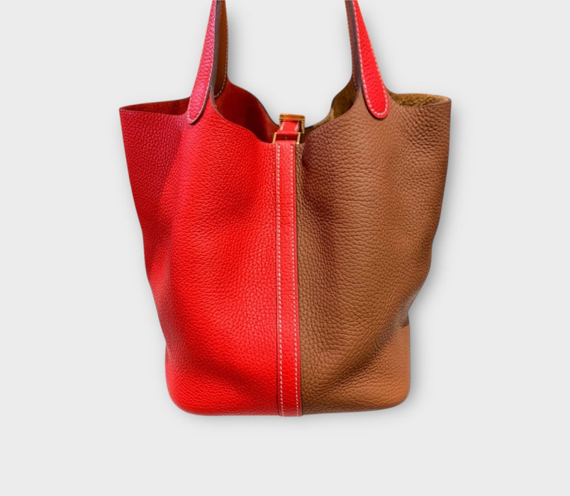 Hermes Picotin 22 bicolour- red and gold