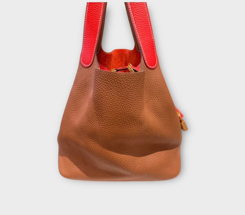 Hermes Picotin 22 bicolour- red and gold