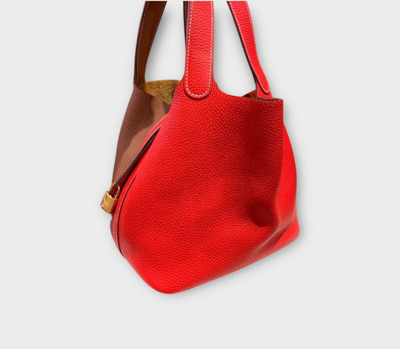 Hermes Picotin 22 bicolour- red and gold