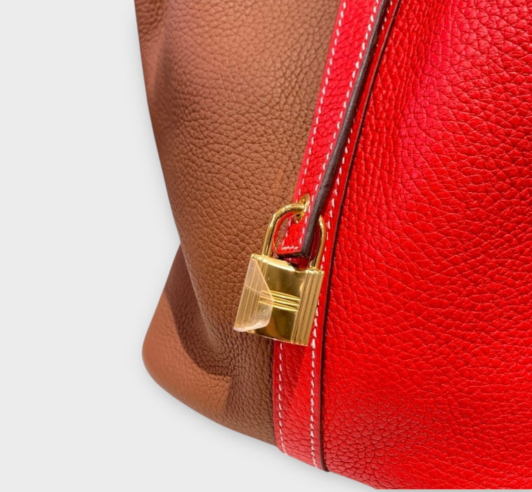 Hermes Picotin 22 bicolour- red and gold