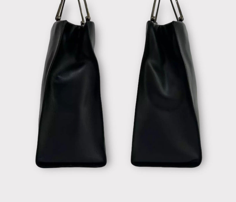 Gucci Double Brass Handle Leather Tote - Black