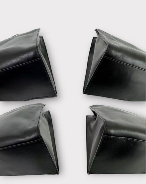 Gucci Double Brass Handle Leather Tote - Black
