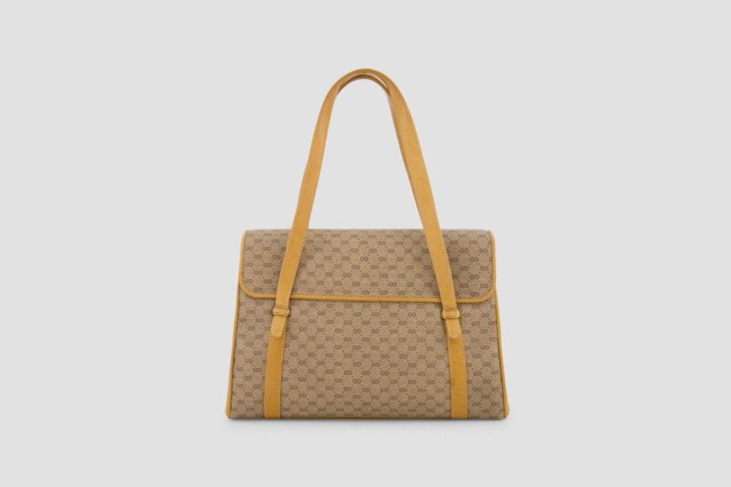 Gucci Micro GG Vintage Canvas/Leather Shoulder Bag - Brown