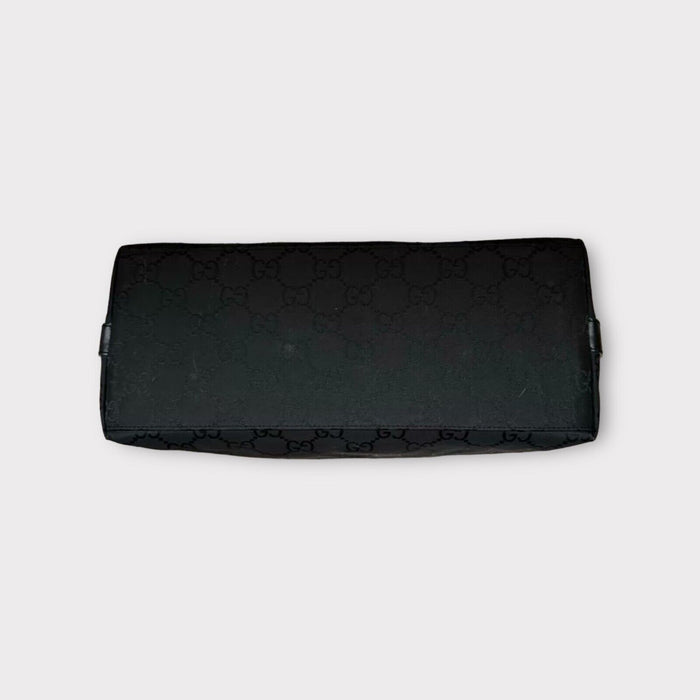 Gucci GG Supreme Canvas Large Leather Hobo Bag - Black