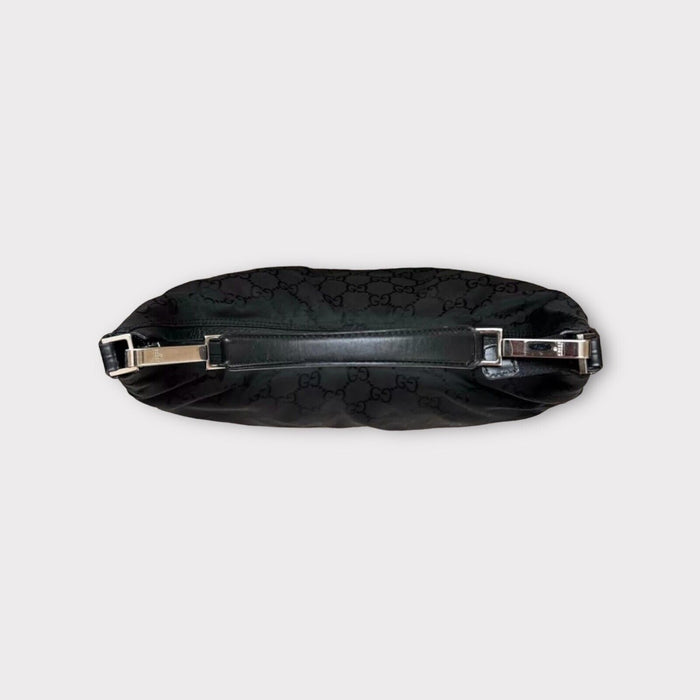 Gucci GG Supreme Canvas Large Leather Hobo Bag - Black