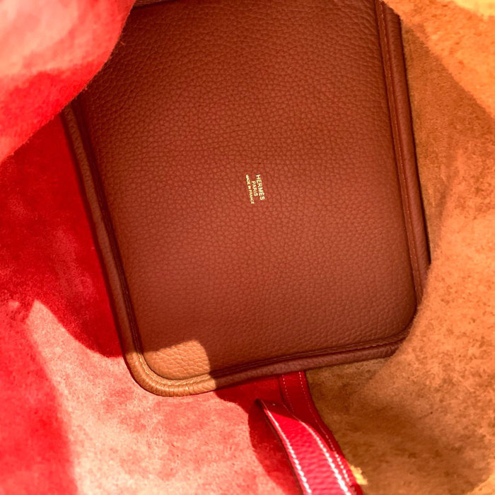 Hermes Picotin 22 bicolour- red and gold