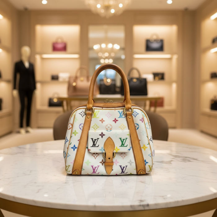 LOUIS VUITTON
White Monogram Multicolore Canvas Priscilla Bag