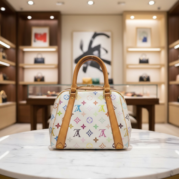 LOUIS VUITTON
White Monogram Multicolore Canvas Priscilla Bag