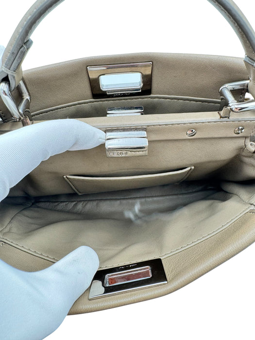 Fendi Peekaboo Mini Nappa Taupe Leather Bag | Crossbody & Top Handle