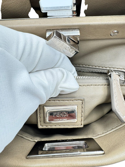 Fendi Peekaboo Mini Nappa Taupe Leather Bag | Crossbody & Top Handle