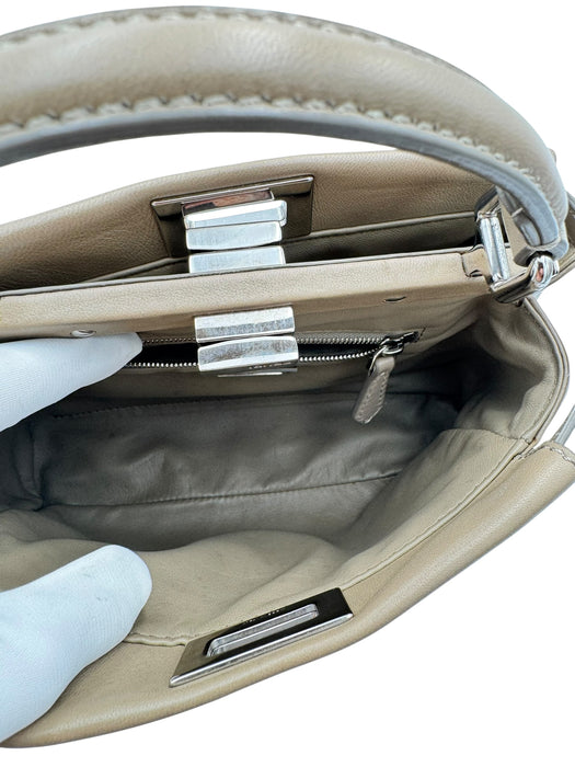 Fendi Peekaboo Mini Nappa Taupe Leather Bag | Crossbody & Top Handle