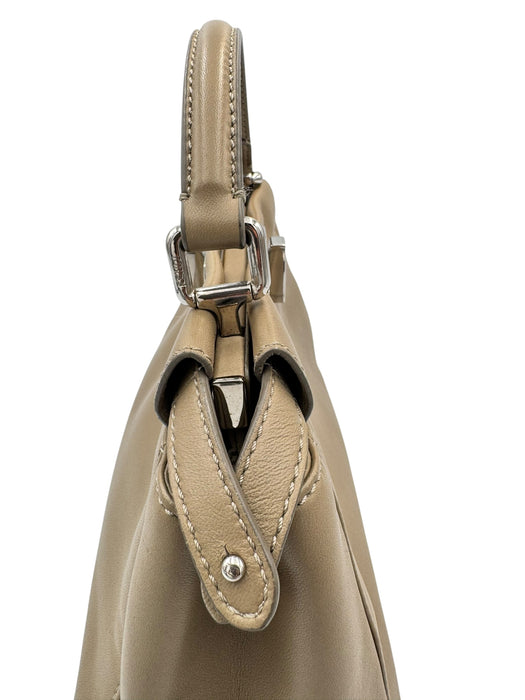 Fendi Peekaboo Mini Nappa Taupe Leather Bag | Crossbody & Top Handle