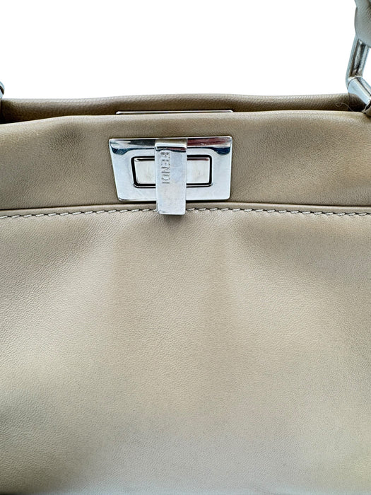 Fendi Peekaboo Mini Nappa Taupe Leather Bag | Crossbody & Top Handle