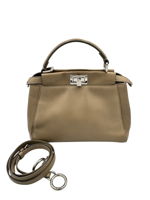 Fendi Peekaboo Mini Nappa Taupe Leather Bag | Crossbody & Top Handle