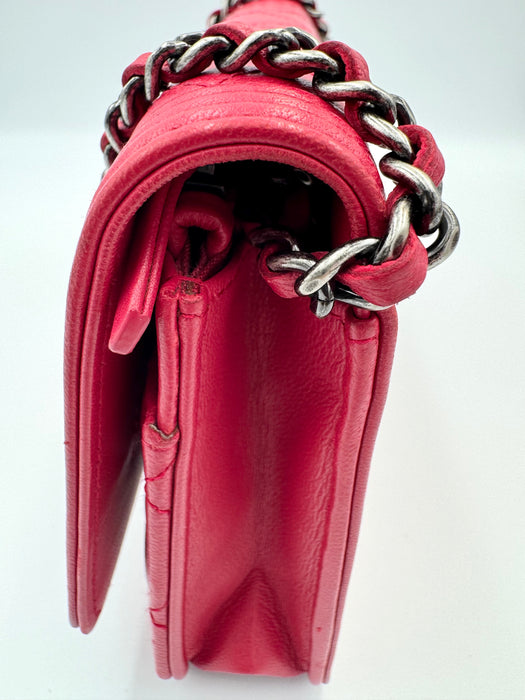 CHANEL Boy Wallet on Chain Pink Quilted Lambskin