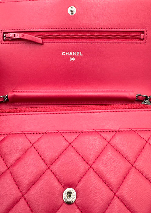 CHANEL Boy Wallet on Chain Pink Quilted Lambskin
