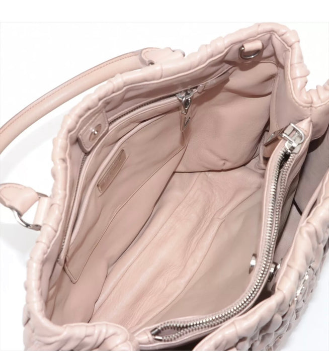 Prada Nappa Gaufre Leather Two-Way Tote - Nude / Pale Pink