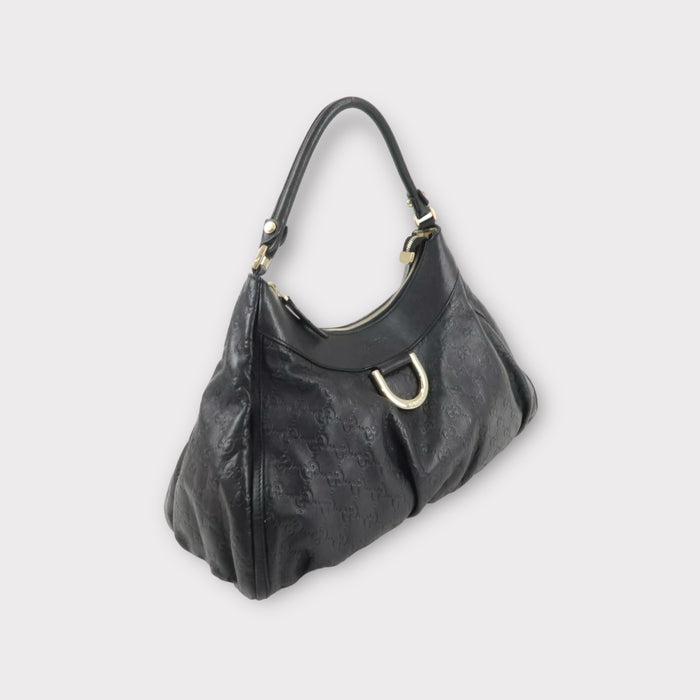 Gucci Abbey Guccissima Leather Hobo Bag - Black
