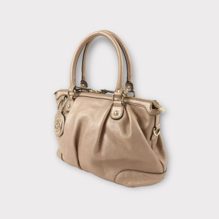 Gucci Sukey Two-Way Leather Bag - Nude