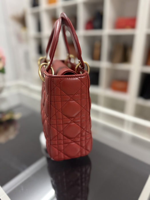 Christian Dior Lady Dior bag small- red