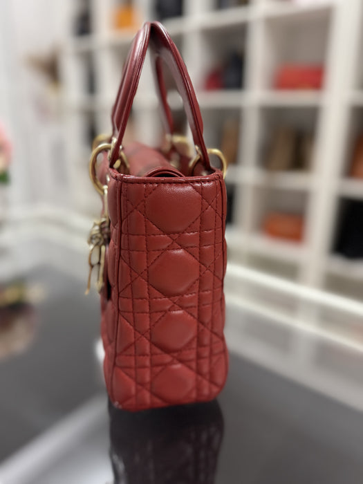 Christian Dior Lady Dior bag small- red