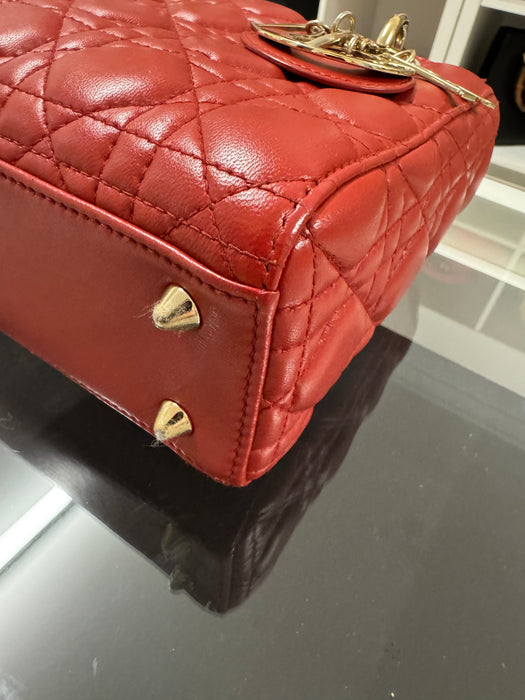 Christian Dior Lady Dior bag small- red