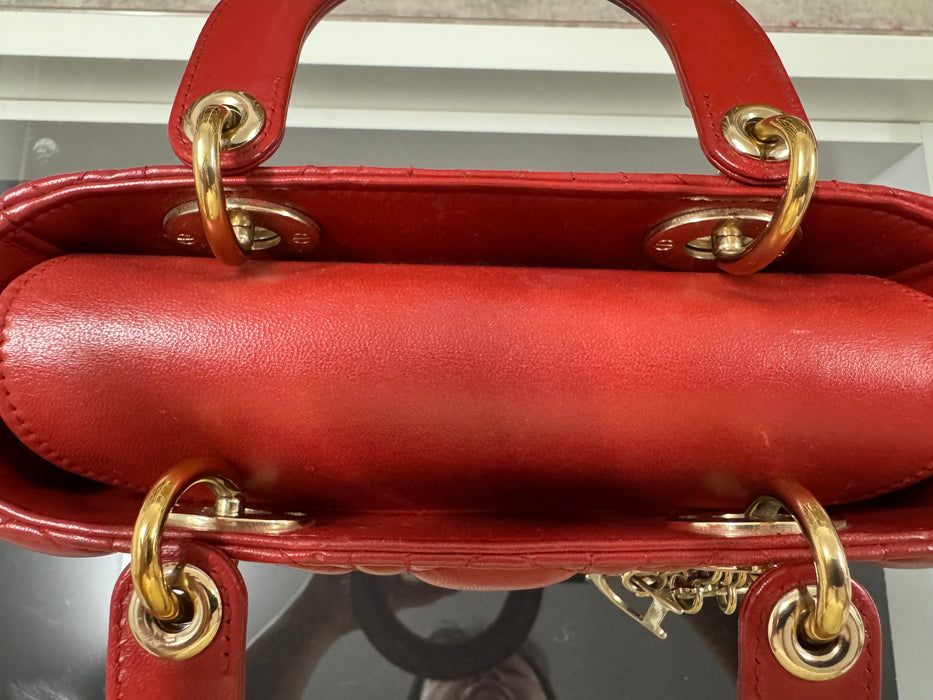 Christian Dior Lady Dior bag small- red