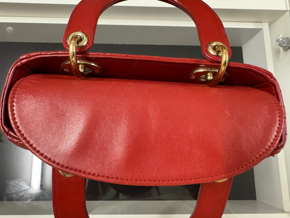 Christian Dior Lady Dior bag small- red