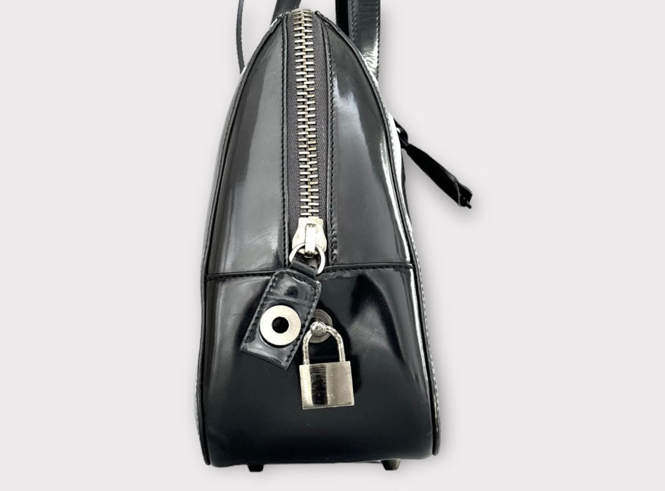 Prada Milano Patent Leather Bowling Bag - Black