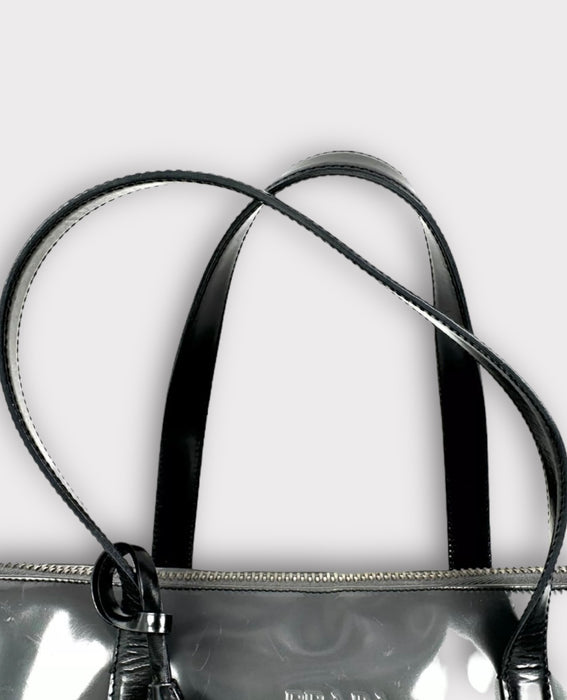 Prada Milano Patent Leather Bowling Bag - Black