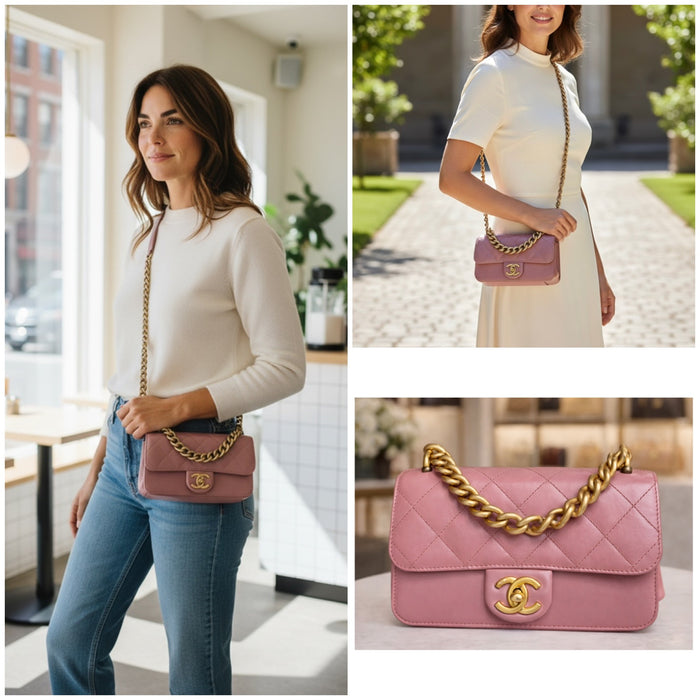 Chanel Classic Mini Flap Bag – Pink with Aged Gold Hardware