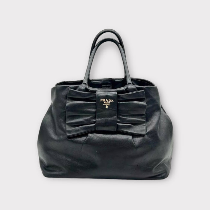 Prada Nappa Leather Fiocco Bow Bag - Black