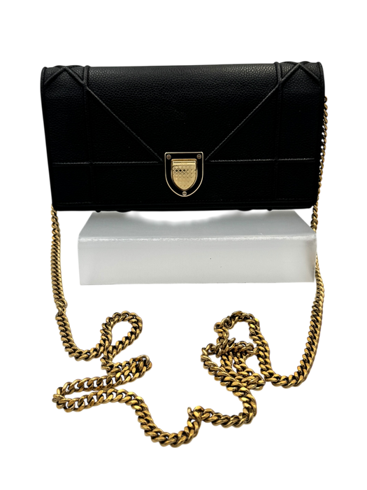 Dior Diorama Wallet on Chain Black Leather Gold Hardware