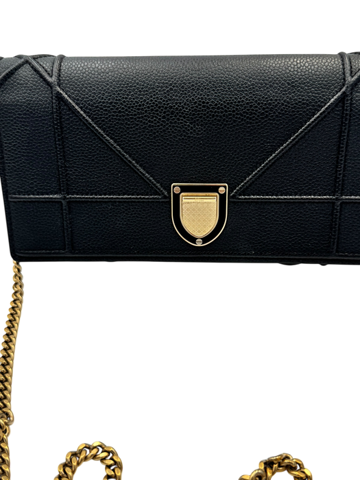 Dior Diorama Wallet on Chain Black Leather Gold Hardware