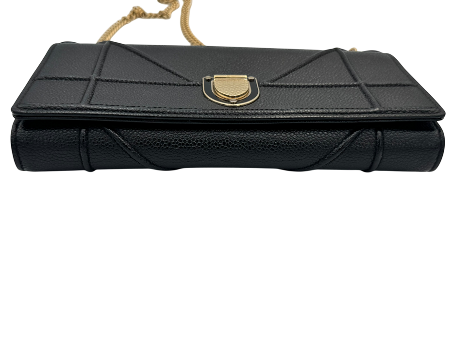 Dior Diorama Wallet on Chain Black Leather Gold Hardware