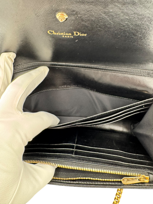 Dior Diorama Wallet on Chain Black Leather Gold Hardware