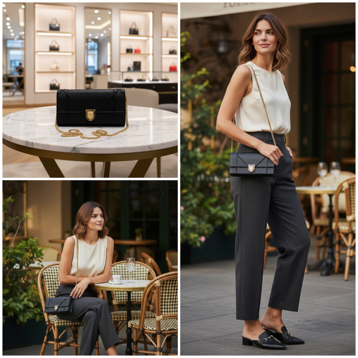 Dior Diorama Wallet on Chain Black Leather Gold Hardware