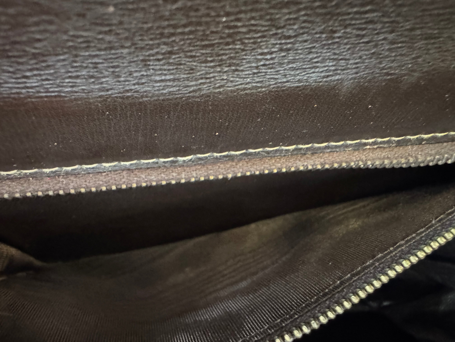 Celine Vintage Two-Tone Horse Carriage macadam shoulder bag- Brown