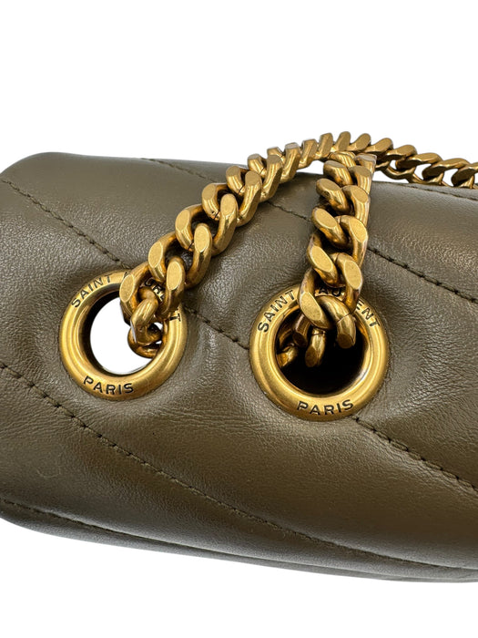 Saint Laurent Medium Loulou Bag – Green Chevron Leather