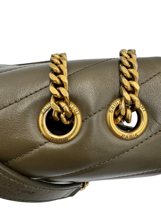 Saint Laurent Medium Loulou Bag – Green Chevron Leather