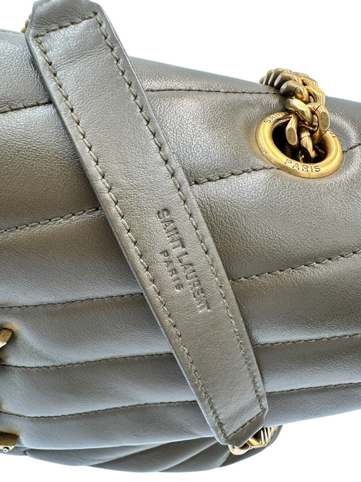Saint Laurent Medium Loulou Bag – Green Chevron Leather