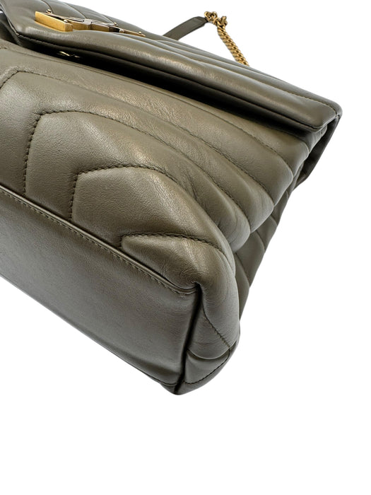 Saint Laurent Medium Loulou Bag – Green Chevron Leather
