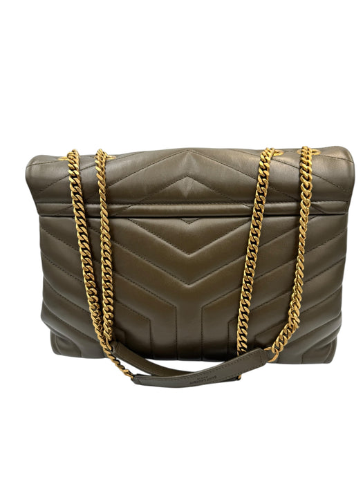 Saint Laurent Medium Loulou Bag – Green Chevron Leather