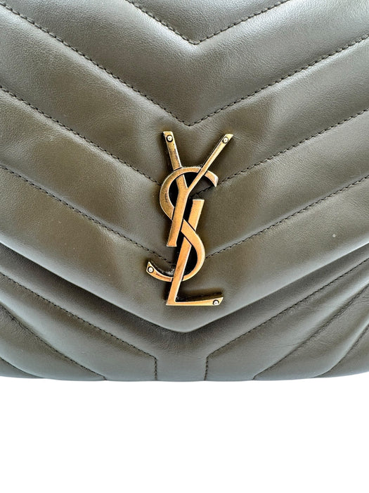 Saint Laurent Medium Loulou Bag – Green Chevron Leather