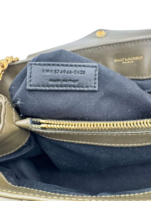 Saint Laurent Medium Loulou Bag – Green Chevron Leather