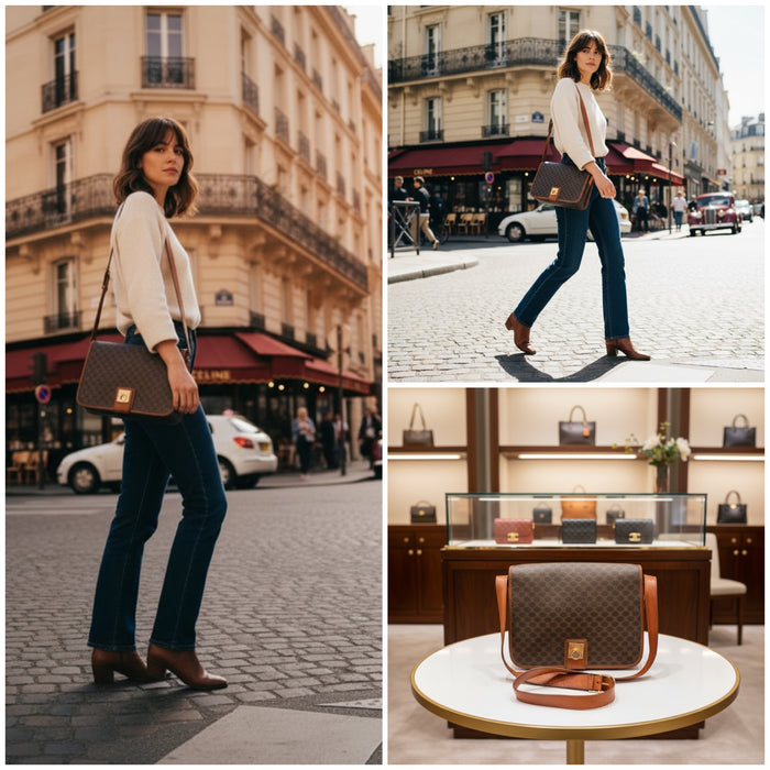 Celine Vintage Triomphe Messenger Bag Brown | Luxe Indulgence